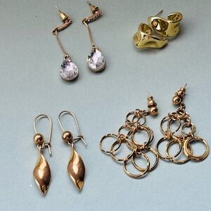 Gold-Tone Earring Bundle / Grab Bag – Dangles, Chunky Studs